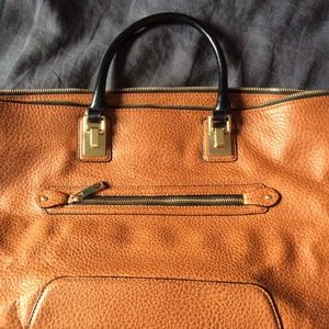 Aldo tan, black and forest green pleather tote